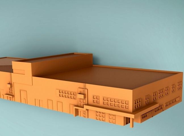 3д модель  промышленного здания в масштабе 1: 640, для 3д печати