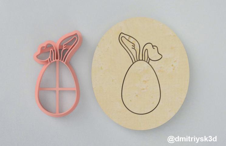 Форма для печенья и пряников Яйцо и кроличьи уши (Пасха)