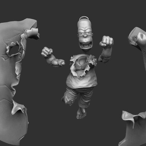 Гомер Симпсон как Халк для 3D печати. Сборная модель.