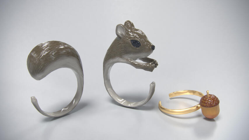 Rings Squirrel and Acorn 3D print model