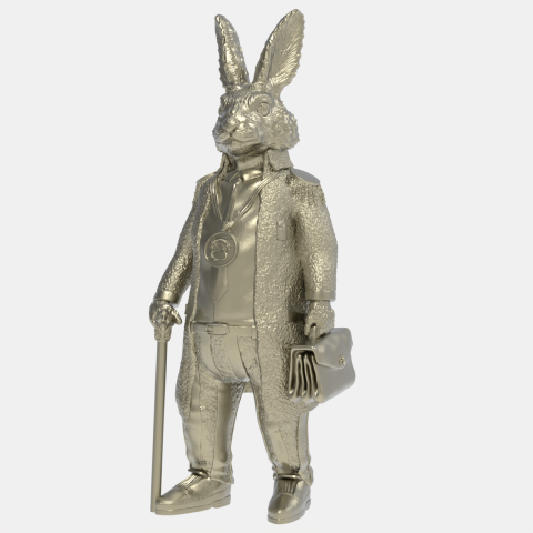 Кролик с тростью и барсеткой 3Д модель.