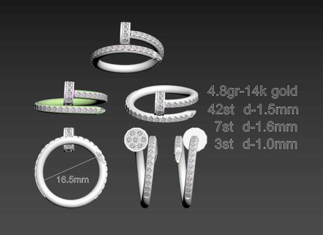 кольцо и серьги Cartier nail гвоздь