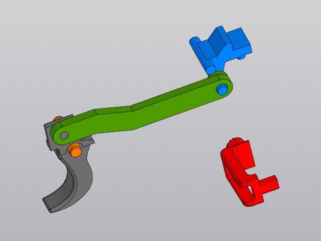 3D модели STL Запчасти Пистолет игрушечный GT- G.26G Galaxy: спусковой курок, тяга спускового курка, фиксатор поршня/пневмонасоса, фиксатор магазина