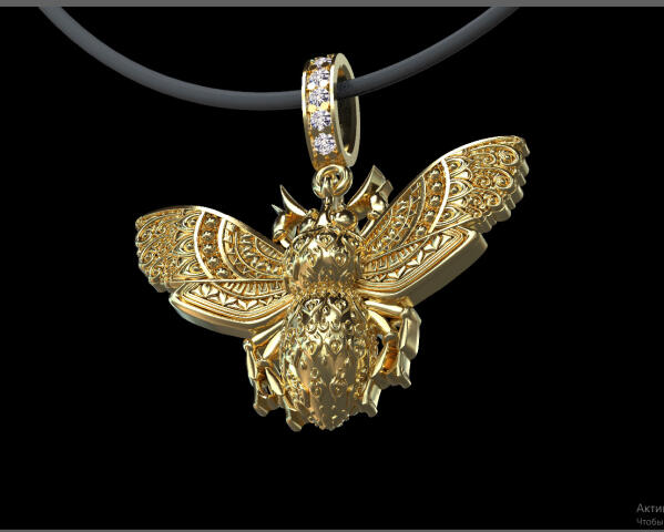 кулон пчела 3d model bee fly муха оса насекомое pendant