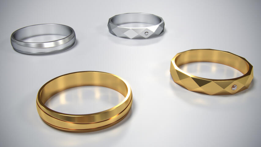 Rings faceted and lines 3D print model