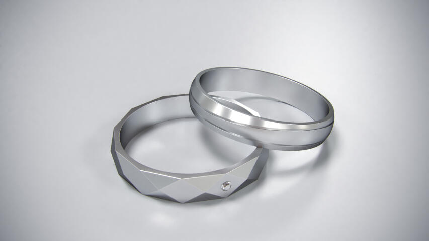 Rings faceted and lines 3D print model