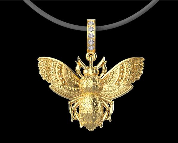 кулон пчела 3d model bee fly муха оса насекомое pendant