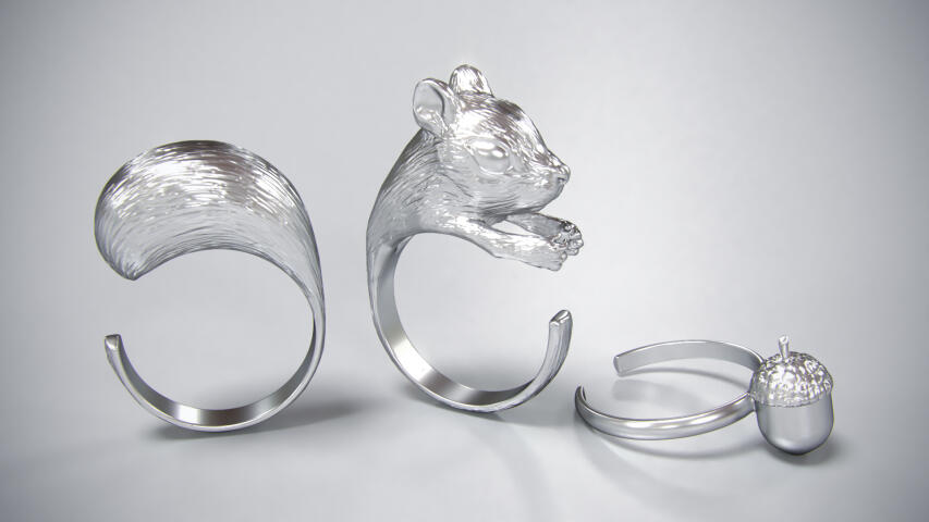 Rings Squirrel and Acorn 3D print model
