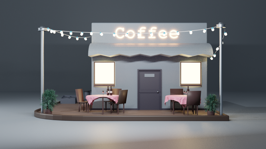 Cafe and terrace 3D model