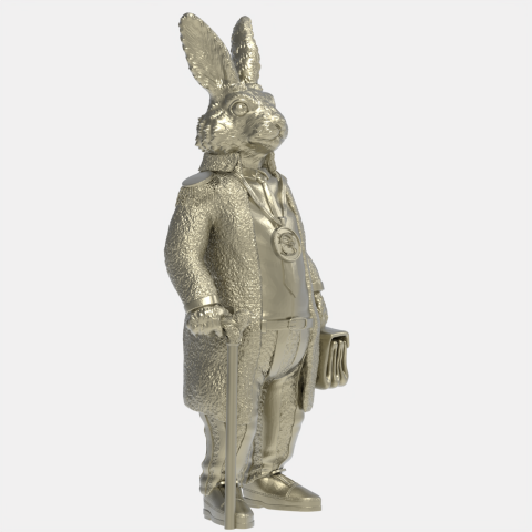 Кролик с тростью и барсеткой 3Д модель.