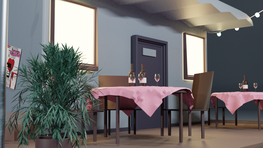 Cafe and terrace 3D model