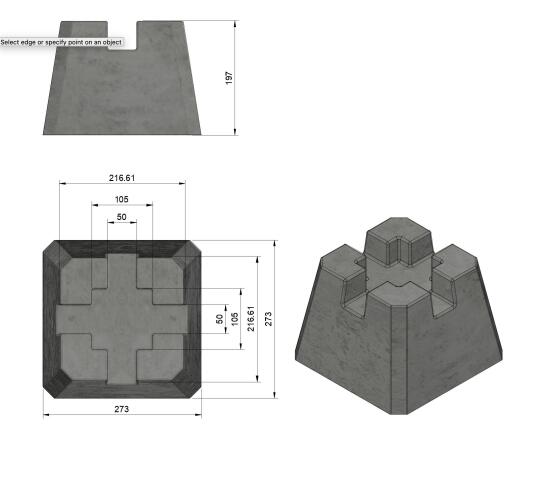 Форма для отливки бетонных дек-блоков (Dek-block) 50x50