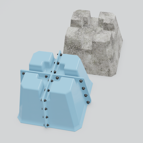 Форма для отливки бетонных дек-блоков (Dek-block) 50x50