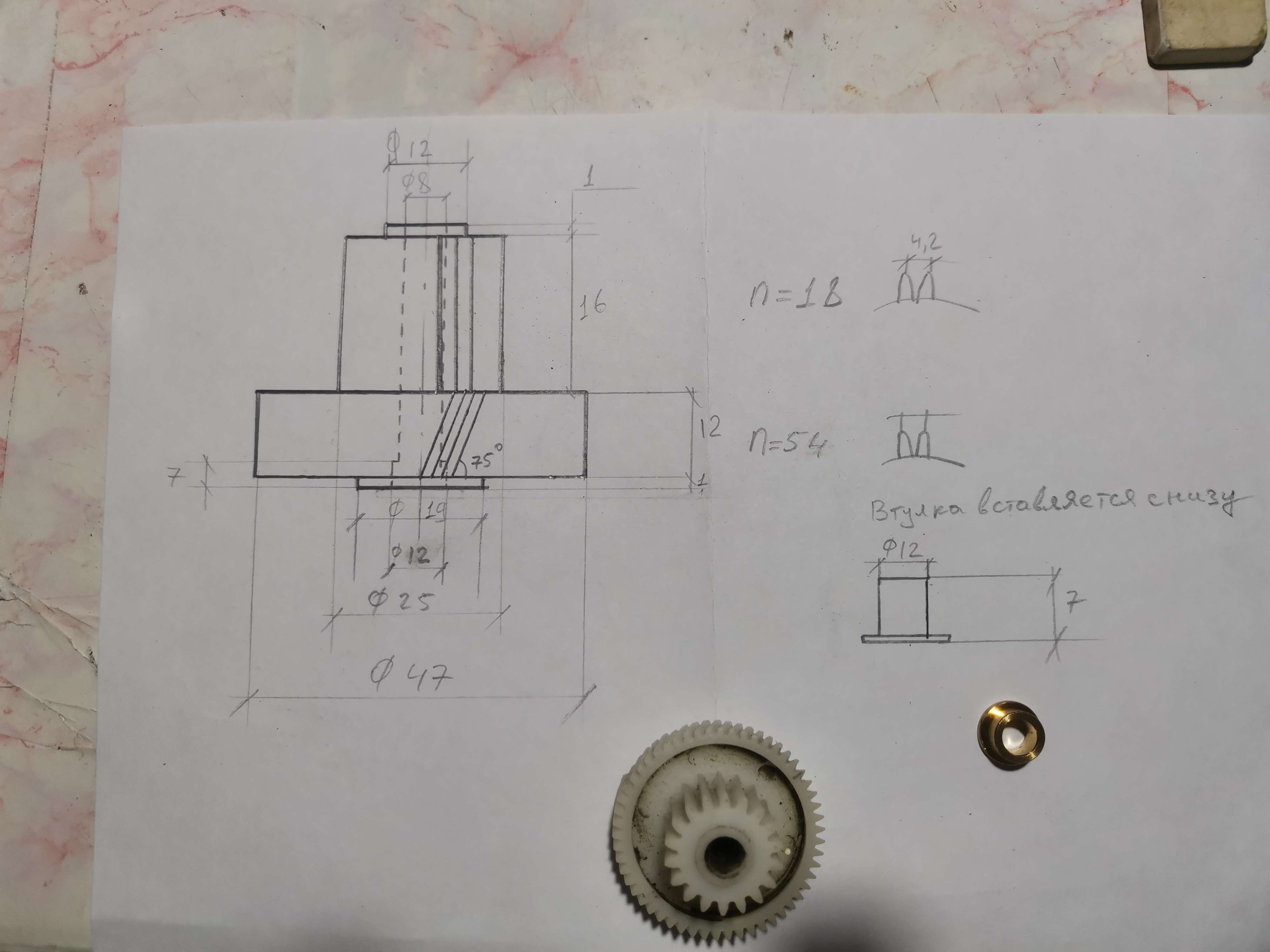3Д модель шестерёнки для мясорубки