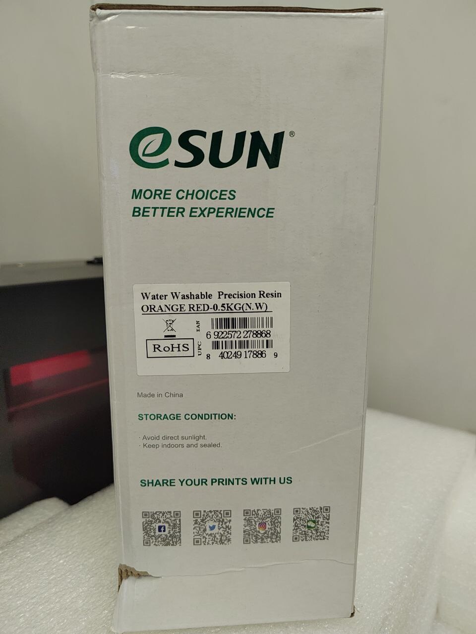 Смола для 3D принтера eSun standard, ePLA, water washable