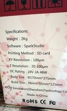 Sparkmaker sla 3d printer