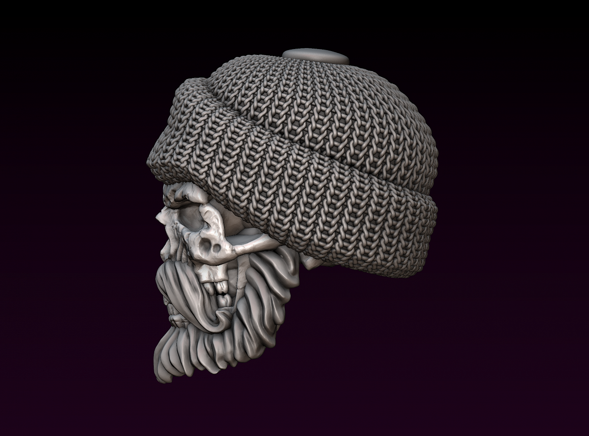 Череп матроса в шапке с бородой и усами