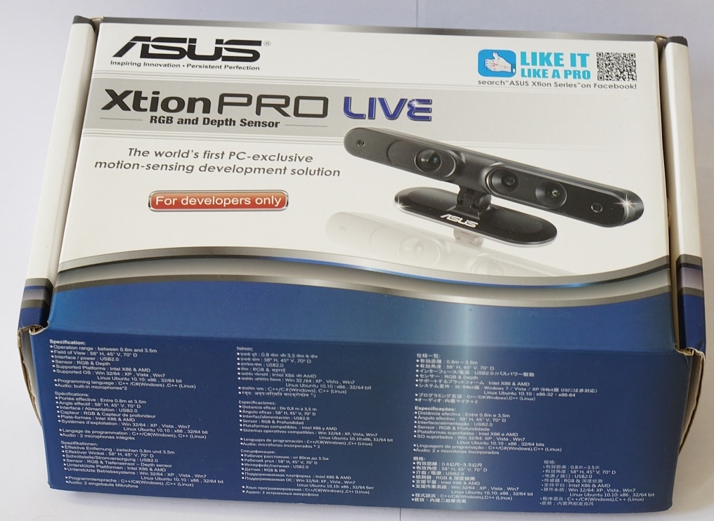 USB 3D-сканер ASUS Xtion Pro Live/ Primesense Carmine 1.08 USB 3D-сканер ASUS Xtion Pro Live/ Primesense Carmine 1.08
