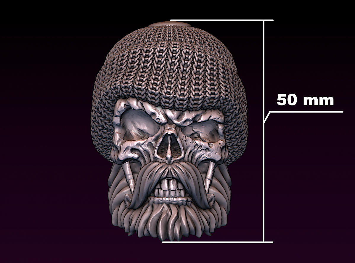 Череп матроса в шапке с бородой и усами