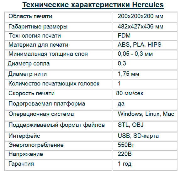 3D Принтер Hercules 