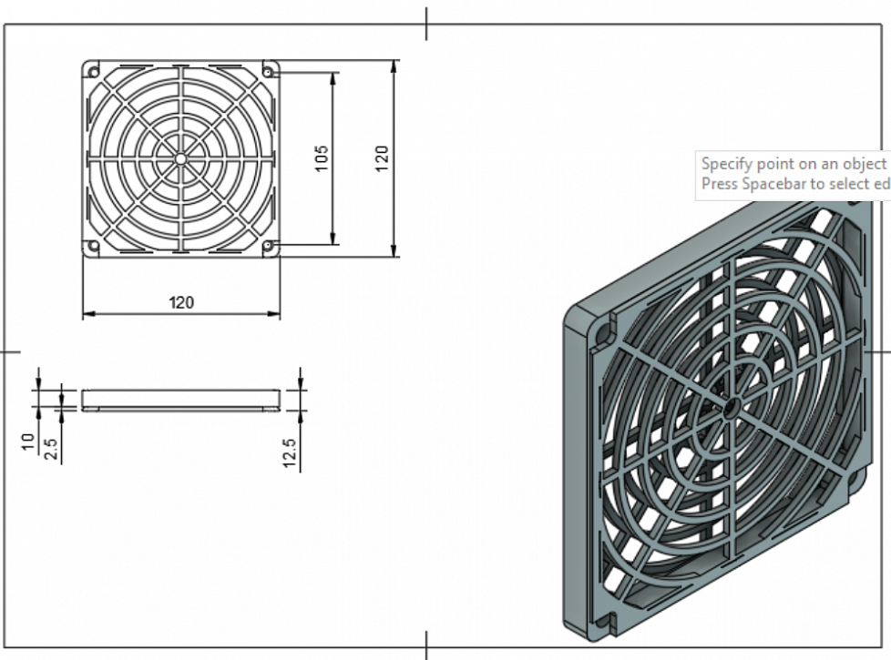 3d модель Корпус фильтра кулера 120 мм для 3d принтера - скачать ...