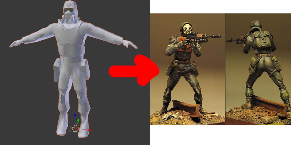 Изменить позу фигурки в формате obj, в которой есть ошибки с мешами