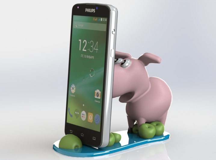 Продажа 3D-модели \"Подставка для телефона \"Свинья в яблоках\"\"