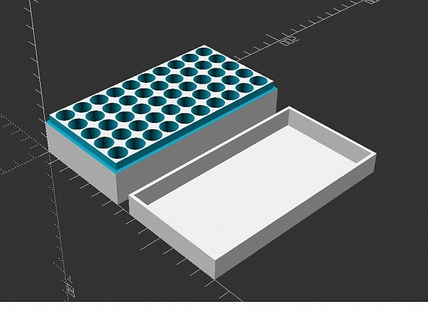 OpensCAD için kartuşlar için kapaklı ve jeneratörlü basit bir kutu (Plastik Aparattır!!!)