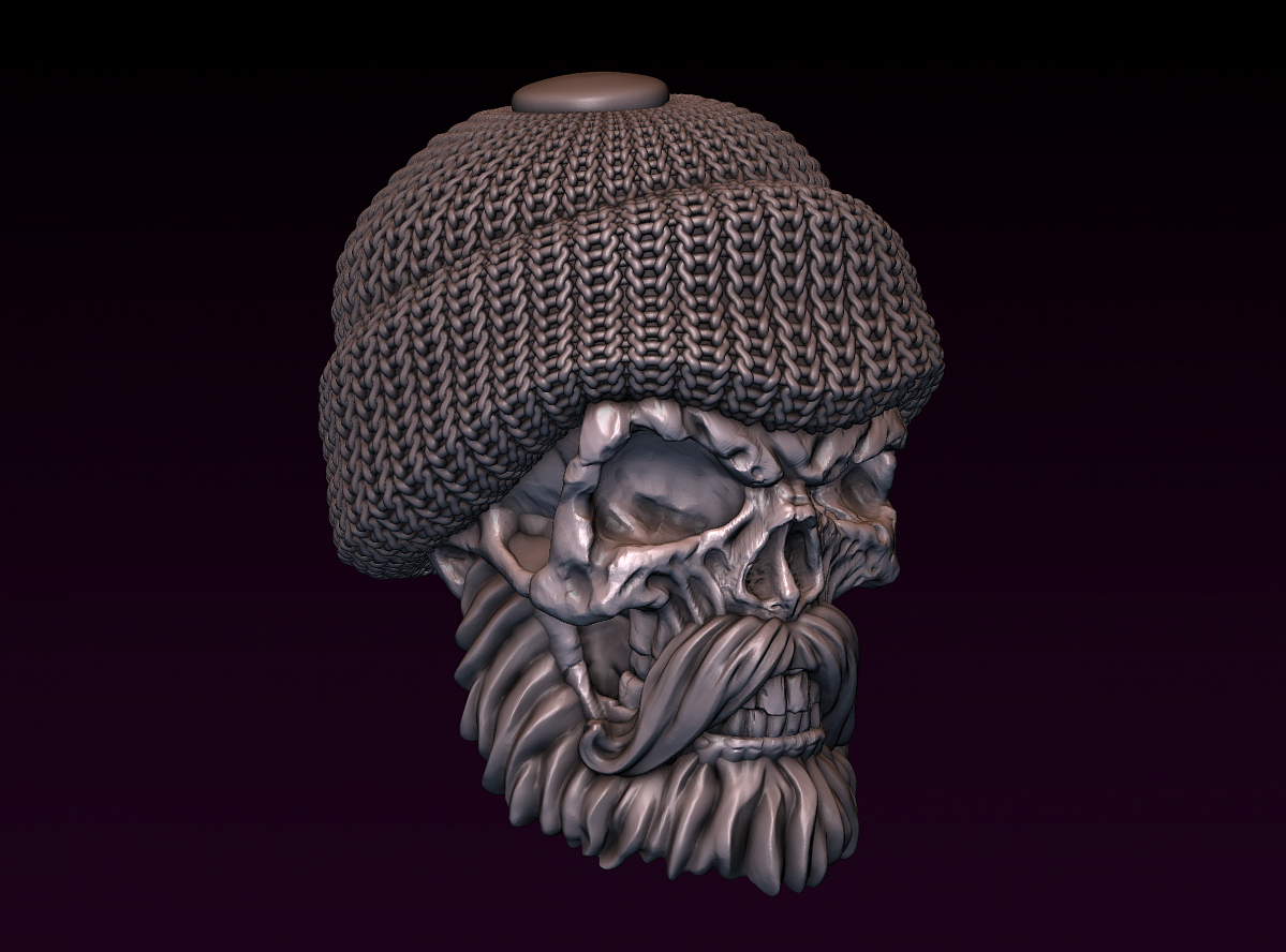 Череп матроса в шапке с бородой и усами