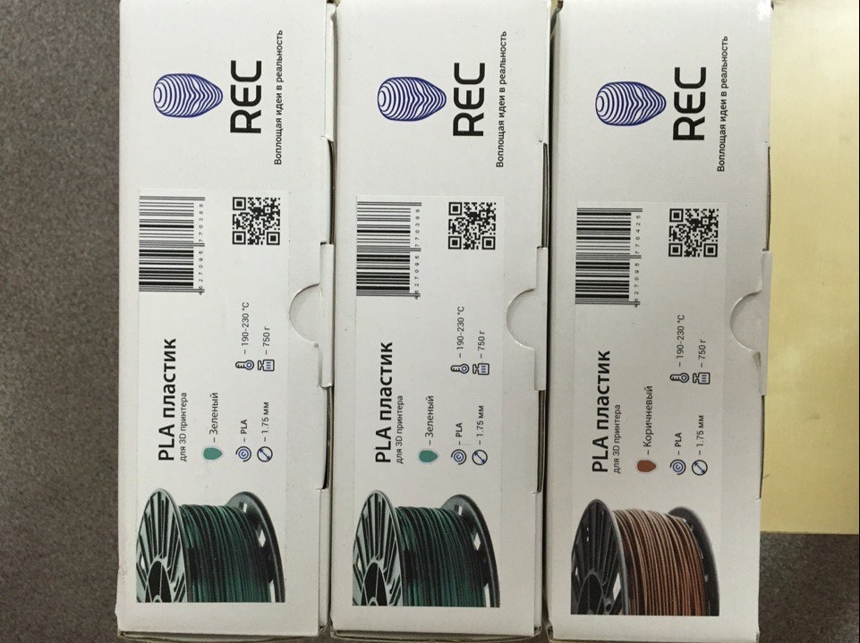 Пластик Rec 3D 1.75 ABS, PLA 12 катушек.