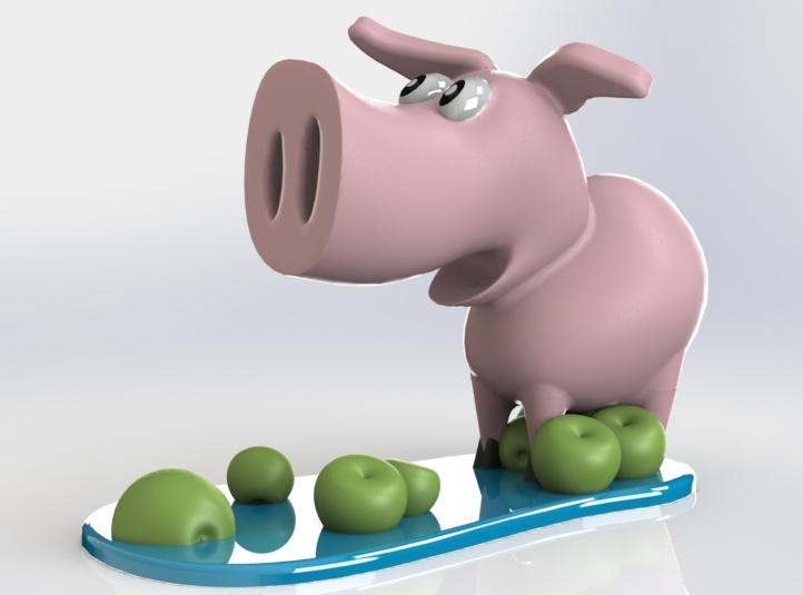 Продажа 3D-модели \"Подставка для телефона \"Свинья в яблоках\"\"