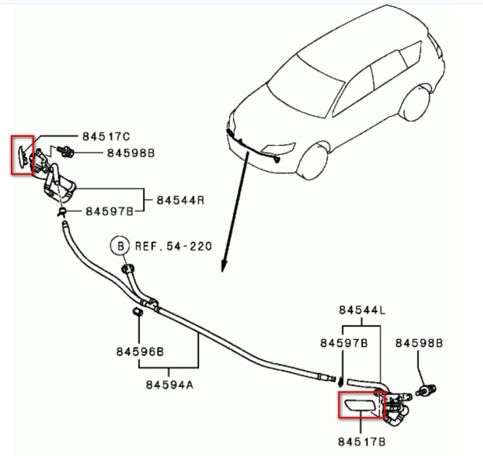 Mitsubishi Outlander XL - Far Yıkama Kapağı - P/N8264A050** / 264A049** (Plastik Aparattır!!!)