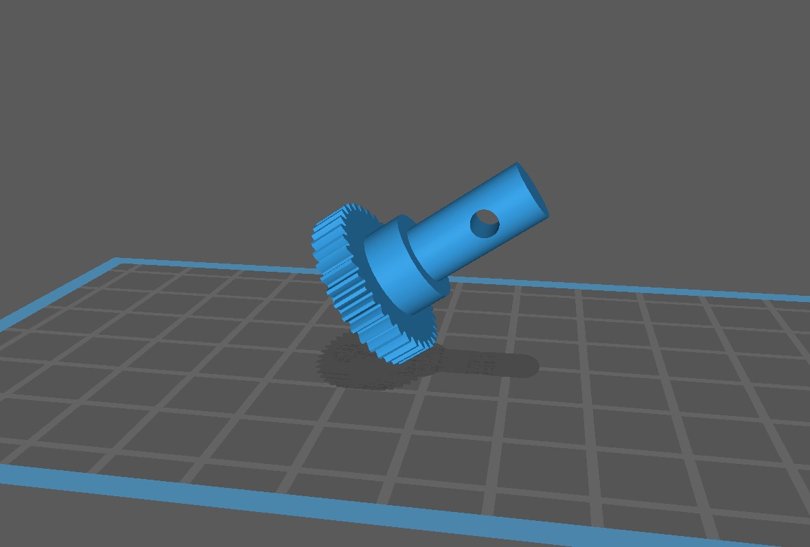 Bir baskı taramasında bir motor dişli kutusunun küçük modüler dişlisi. (Plastik Aparattır!!!)