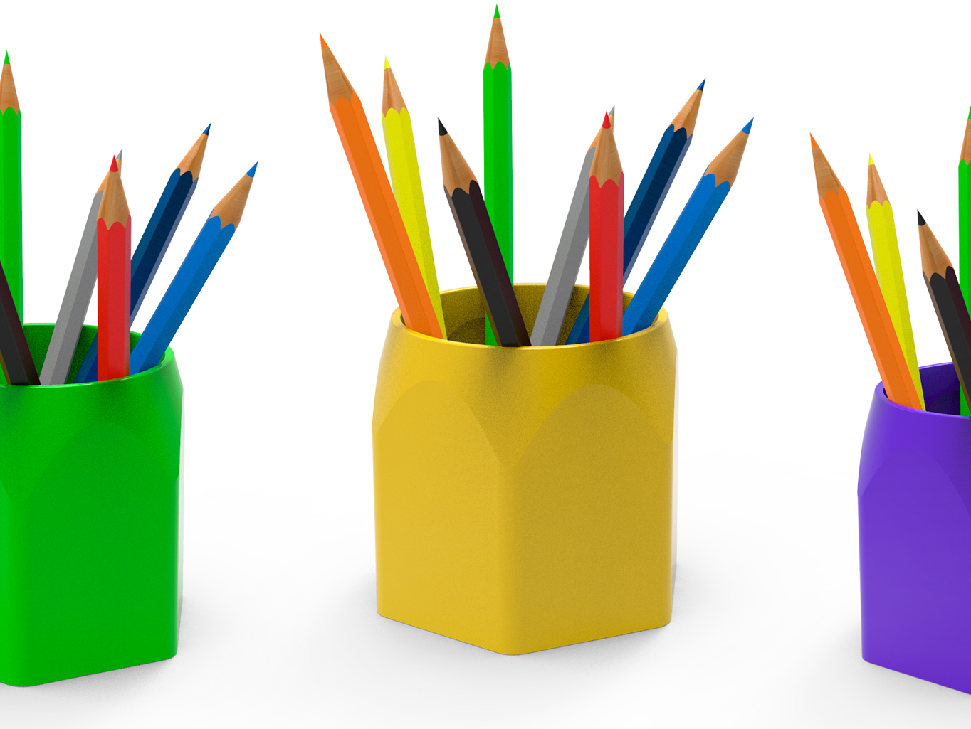 Карандашница с цветными карандашами