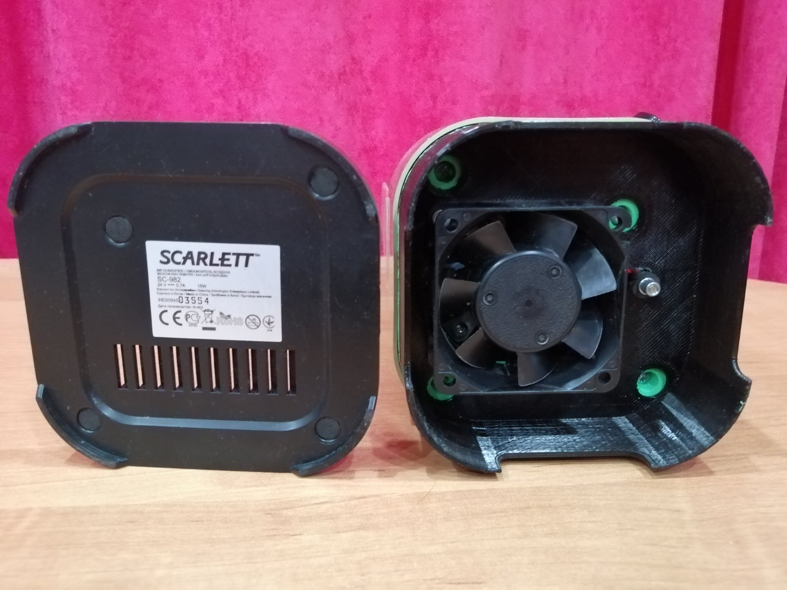 Skarlett nemlendirici fanı ile alt kısım (Plastik Aparattır!!!)