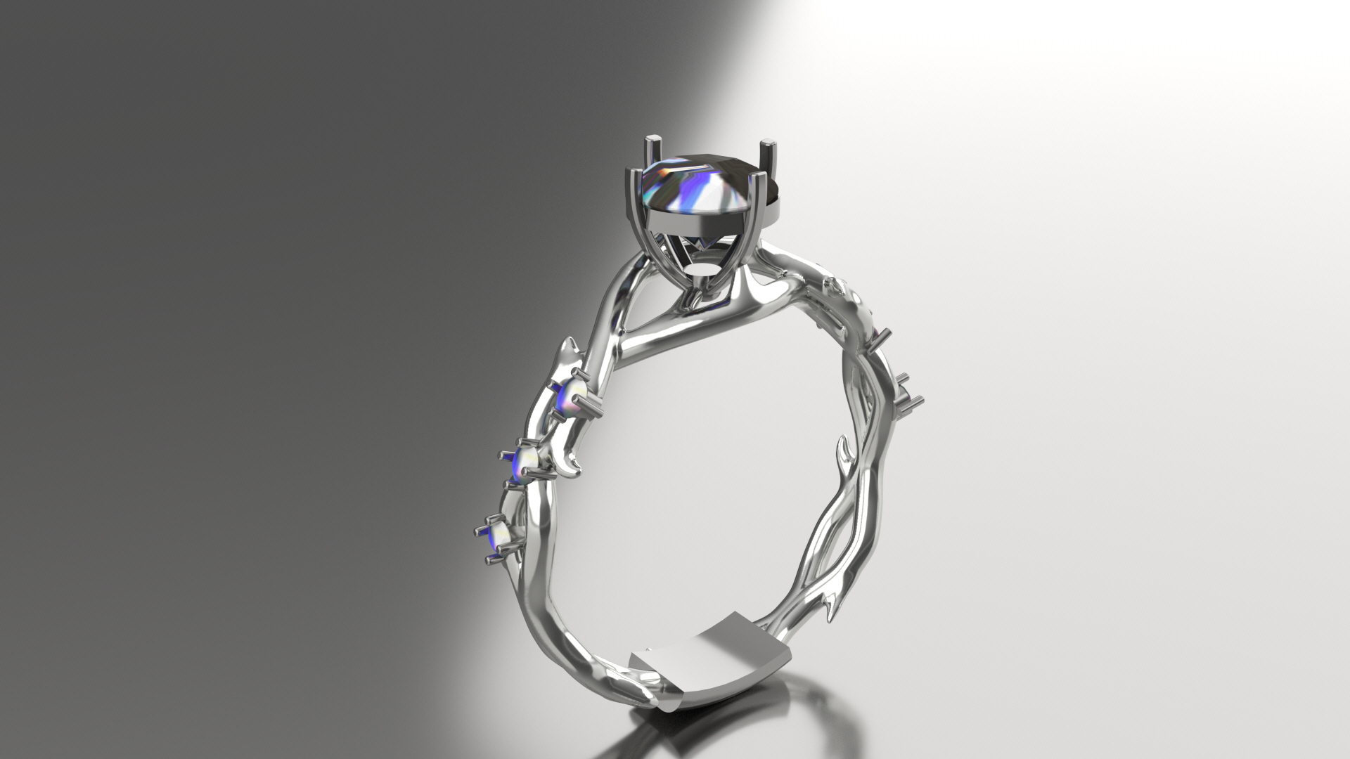 Кольцо терновый венец с камнями