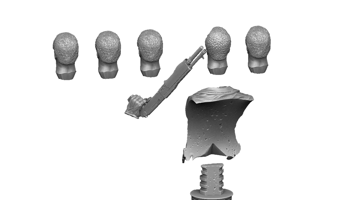 Бюст вооруженного терминатора T-800 (5 видов головы).