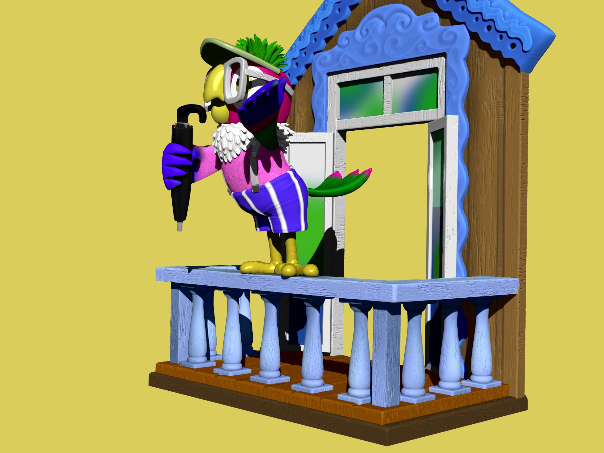 Попугай Кеша для 3д печати. Летний вариант. STL