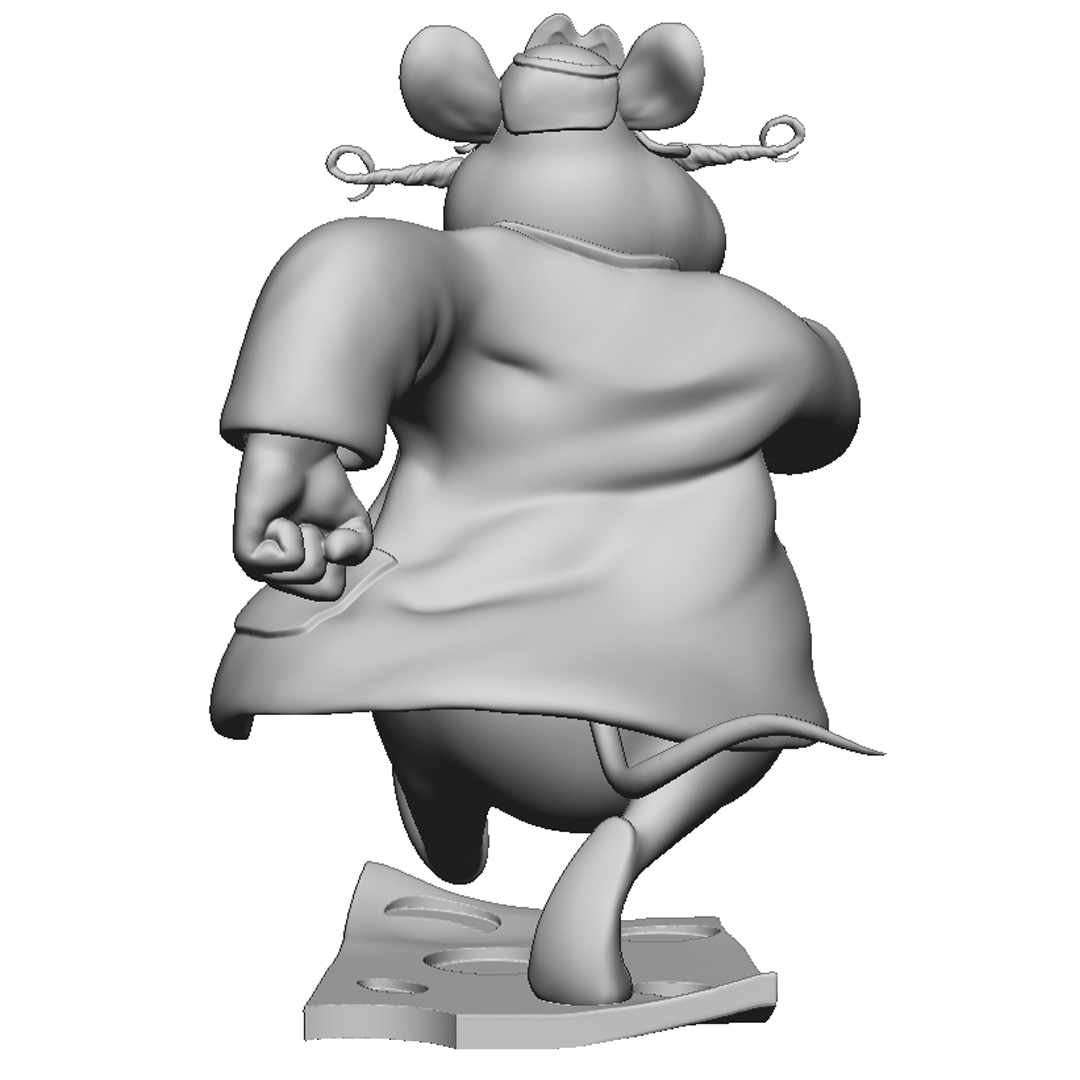 Мышь Рокфор из мультсериала "Чип и Дейл спешат на помощь". Для 3D печати. STL, OBJ, ZTL.