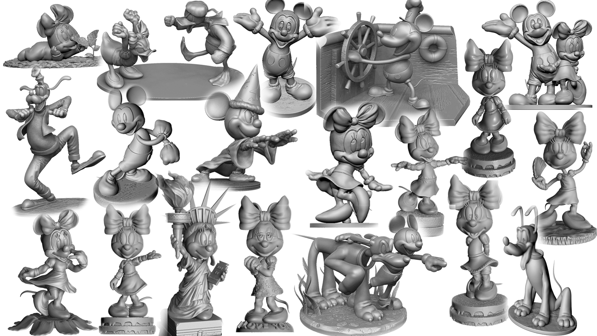 Продажа 3D-модели "КОЛЛЕКЦИЯ "МИКИ-МИНИ" ДЛЯ 3Д ПЕЧАТИ. 20 ПЕРСОНАЖЕЙ STL"