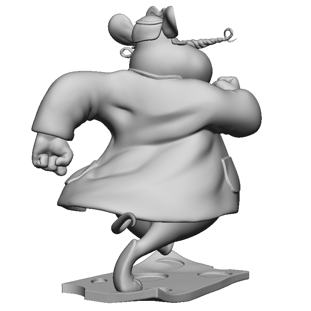 Мышь Рокфор из мультсериала "Чип и Дейл спешат на помощь". Для 3D печати. STL, OBJ, ZTL.