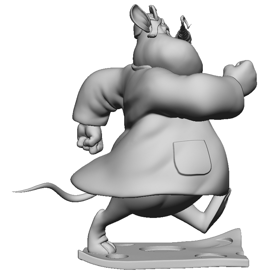 Мышь Рокфор из мультсериала "Чип и Дейл спешат на помощь". Для 3D печати. STL, OBJ, ZTL.