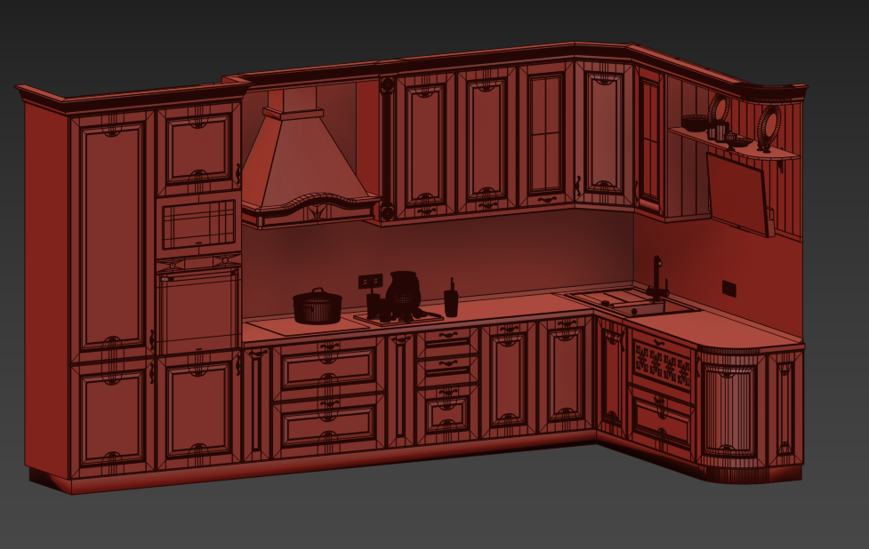 Кухня интерьер Классика Модель 3DSMAX Массив