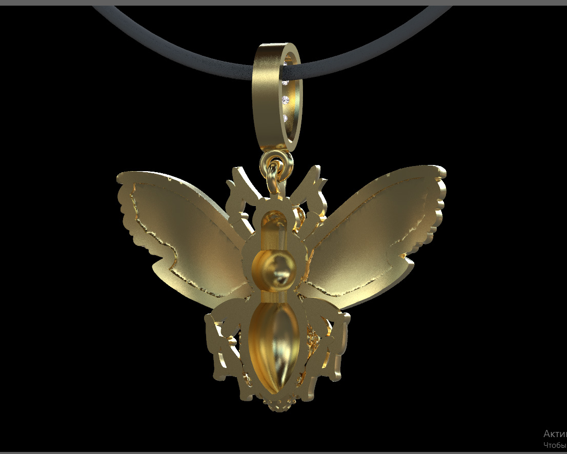 кулон пчела 3d model bee fly муха оса насекомое pendant