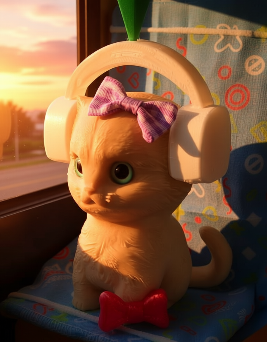 Кот с наушниками, трендовый танцующий (Сборный без амс)