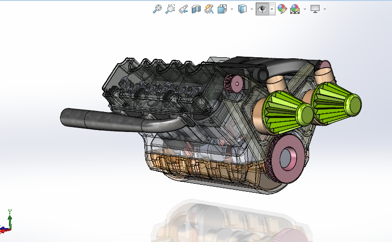 3D-модель двигателя V6  — Полная анимируемая сборка для SolidWorks | Образовательный и дизайнерский проект
