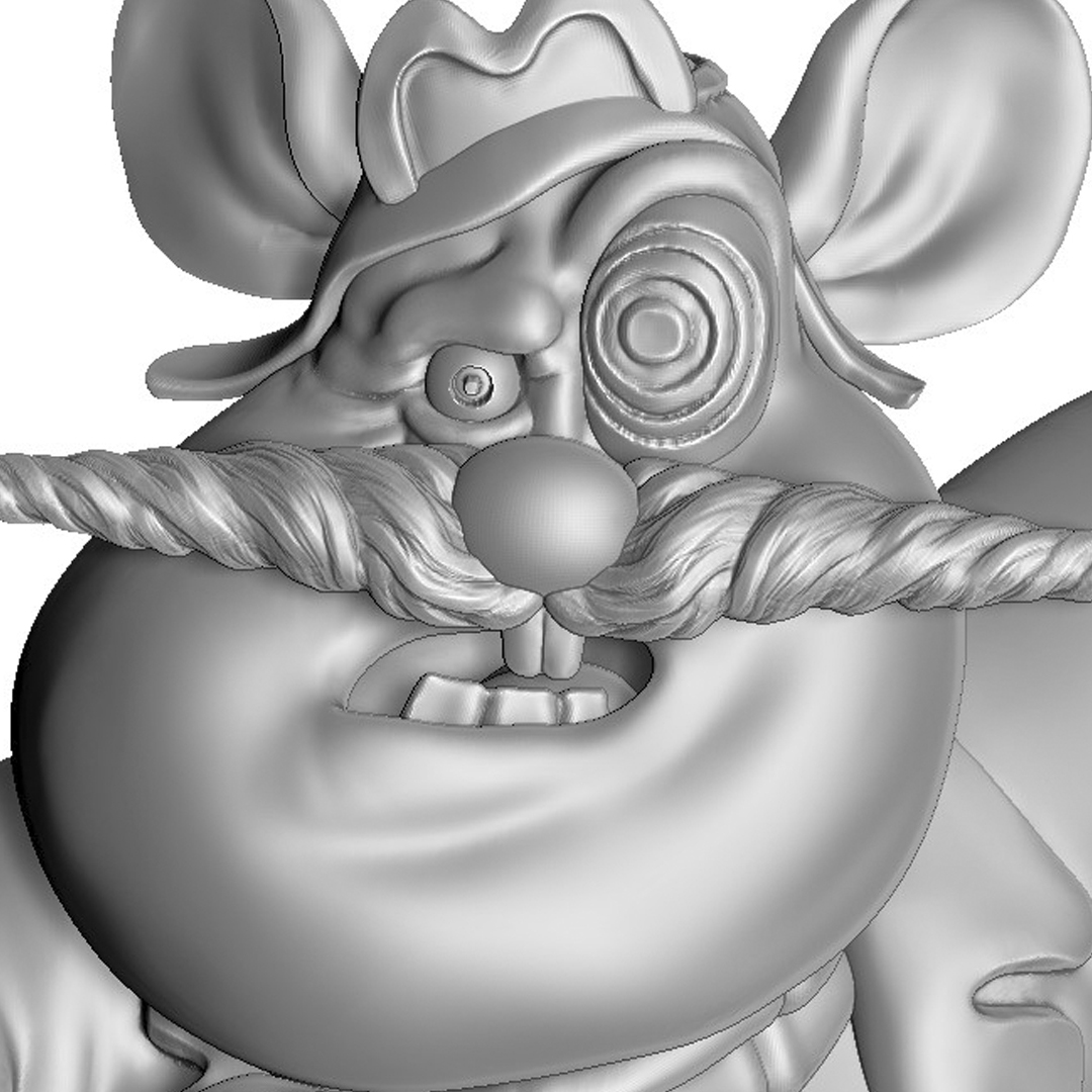 Мышь Рокфор из мультсериала "Чип и Дейл спешат на помощь". Для 3D печати. STL, OBJ, ZTL.