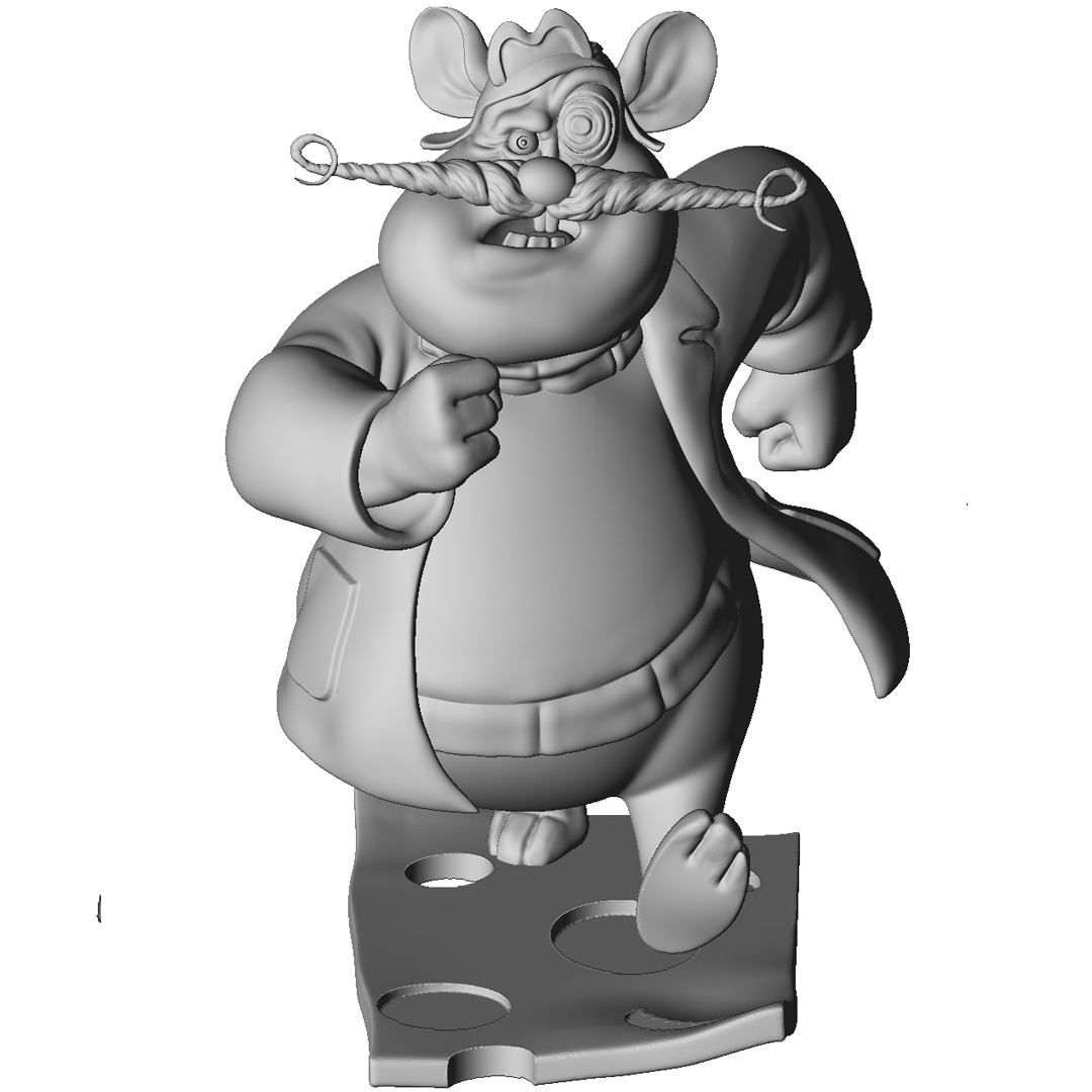 Мышь Рокфор из мультсериала "Чип и Дейл спешат на помощь". Для 3D печати. STL, OBJ, ZTL.