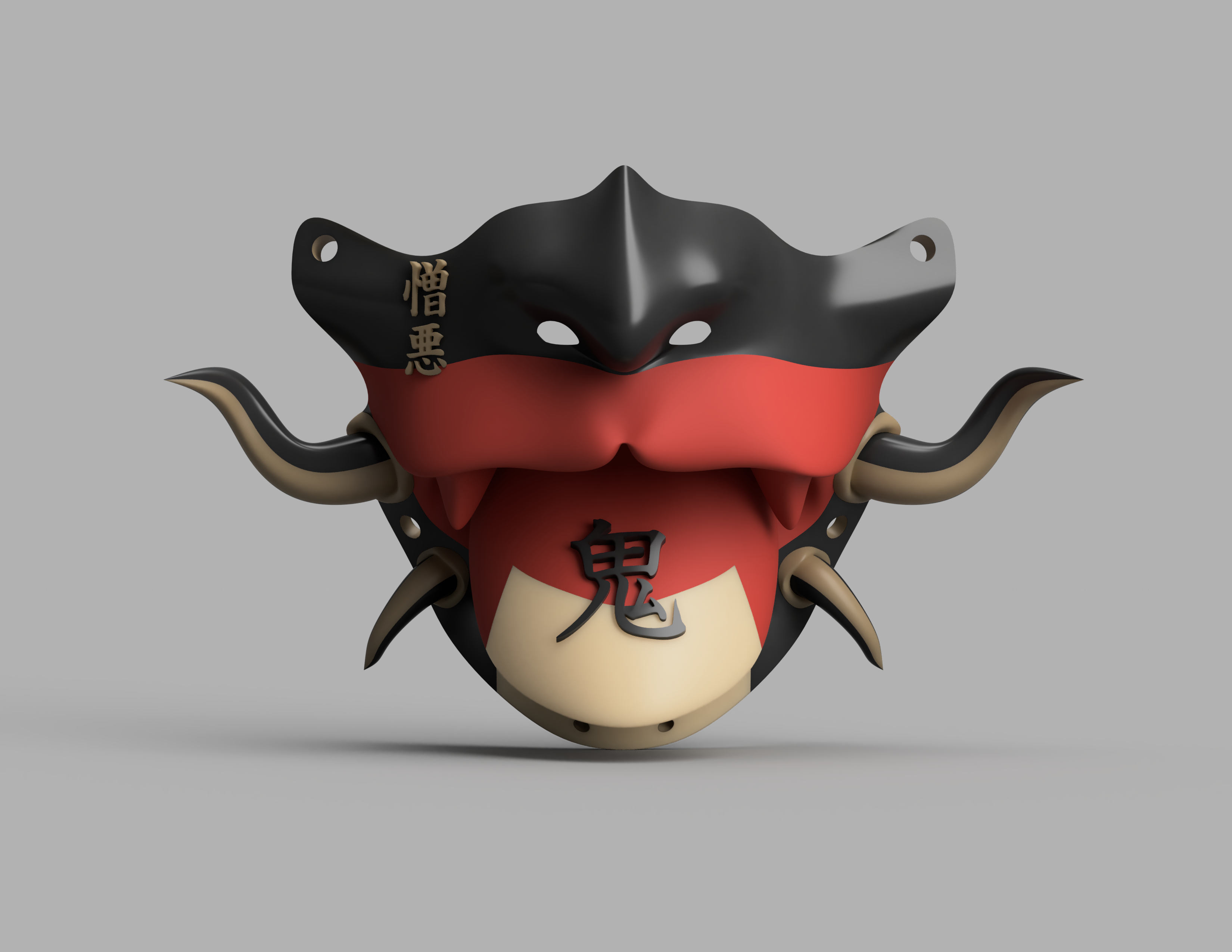 Самурайская маска мэнпо в духе демонов Они