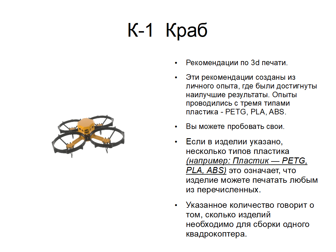 3D-модель дрона «Краб» (STL) — полный набор